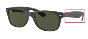 Branches originales Ray-Ban RB2132 New Wayfarer, couleur 6462 · Noir