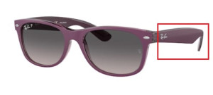 Branches originales Ray-Ban RB2132 New Wayfarer, couleur 6606 · Violet over transparent violet