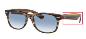 Branches originales Ray-Ban RB2132 New Wayfarer, couleur 820 · Havane stripped rouge