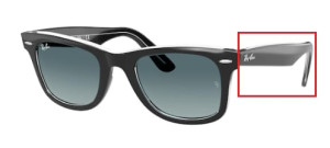 Branches originales Ray-Ban RB2140 Wayfarer, couleur 1294 · Noir sur transparent