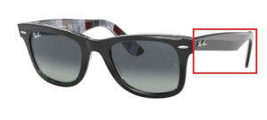 Branches originales Ray-Ban RB2140 Wayfarer, couleur 1318 · Noir sur chevron gris/burgundy
