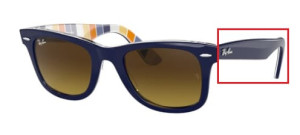 Branches originales Ray-Ban RB2140 Wayfarer, couleur 1320 · Bleu sur stripes orange/bleu