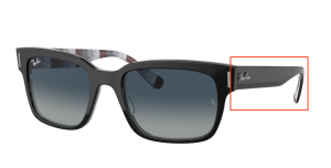 Branches originales Ray-Ban RB2190 Jeffrey, couleur 1318 · Noir sur chevron gris/burgundy