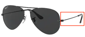 Branches originales Ray-Ban RB3025 Aviator, couleur 002 · Noir