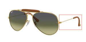 Branches originales Ray-Ban RB3422, couleur 001/M9 · Marron clair leather sur arista
