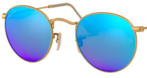 Verres originaux Ray-Ban RB3447 Round Metal, couleur 4L · Bleu flash polarisé