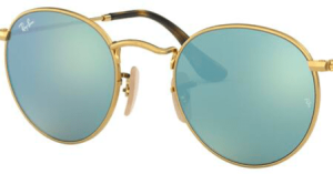Verres originaux Ray-Ban RB3447N Round Metal, couleur 30 · Vert clair miroir total argent