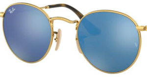 Verres originaux Ray-Ban RB3447N Round Metal, couleur 9O · Sky bleu flash miroir