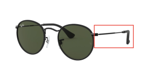 Branches originales Ray-Ban RB3475Q Round Craft, couleur 9040 · Leather noir
