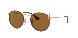 Branches originales Ray-Ban RB3475Q Round Craft, couleur 9041 · Leather marron