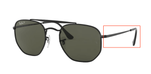 Branches originales Ray-Ban RB3648 The Marshal, couleur 002 · Noir