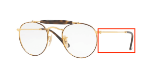 Branches originales Ray-Ban RB3747 vue, couleur 2945 · Or sur supérieur havane