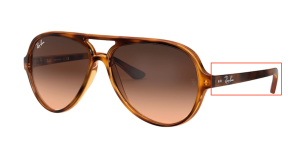 Branches originales Ray-Ban RB4125 Cats, couleur 820 · Stripped rouge havane