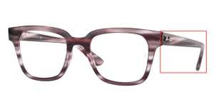 Branches originales Ray-Ban RB4323V vue, couleur 8040 · Rayé bordeaux havane