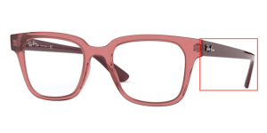 Branches originales Ray-Ban RB4323V vue, couleur 5942 · Transparent rouge clair