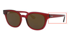 Branches originales Ray-Ban RB4324, couleur 6451 · Transparent rouge