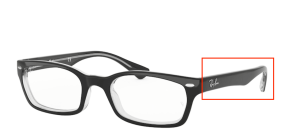 Branches originales Ray-Ban RB5150 vue, couleur 2034 · Supérieur noir sur transparent