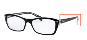 Branches originales Ray-Ban RB5255 vue, couleur 2034 · Supérieur noir sur transparent