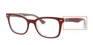 Branches originales Ray-Ban RB5285 vue, couleur 5738 · Supérieur bordeux sur trasparent