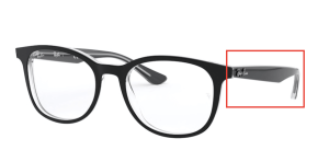 Branches originales Ray-Ban RB5356 vue, couleur 2034 · Supérieur noir sur transparent