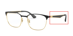 Branches originales Ray-Ban RB6356 vue, couleur 2875 · Supérieur noir mat sur or brillant