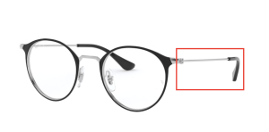Branches originales Ray-Ban RB6378 vue, couleur 2861 · Supérieur noir sur argent