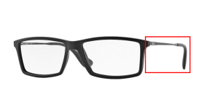 Branches originales Ray-Ban RB7021 vue, couleur 5364 · Rubber noir