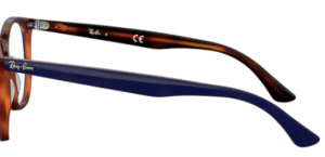 Branches originales Ray-Ban RB7151 vue, couleur 5910 · Supérieur bleu sur havane rouge