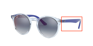 Branches originales Ray-Ban RB9064S Junior, couleur 7051 · Transparent bleu clair