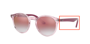 Branches originales Ray-Ban RB9064S Junior, couleur 7052 · Transparent rose