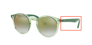 Branches originales Ray-Ban RB9064S Junior, couleur 7053 · Transparent vert
