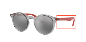 Branches originales Ray-Ban RB9064S Junior, couleur 7063 · Transparent gris