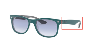 Branches originales Ray-Ban RB9052S Junior JUNIOR NEW WAYFARER, couleur 7034 · Supérieur mat torquoise sur gris