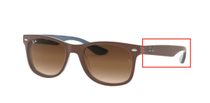 Branches originales Ray-Ban RB9052S Junior JUNIOR NEW WAYFARER, couleur 7035 · Supérieur marron mat sur bleu