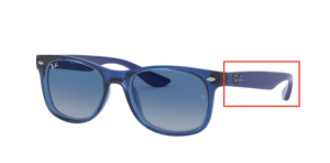 Branches originales Ray-Ban RB9052S Junior JUNIOR NEW WAYFARER, couleur 7062 · Transparent bleu