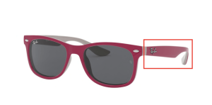 Branches originales Ray-Ban RB9052S Junior JUNIOR NEW WAYFARER, couleur 177 · Rouge fuxia sur gris
