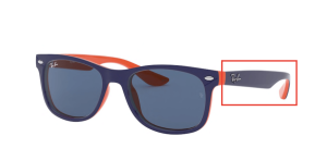 Branches originales Ray-Ban RB9052S Junior JUNIOR NEW WAYFARER, couleur 178 · Bleu sur orange