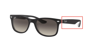 Branches originales Ray-Ban RB9052S Junior JUNIOR NEW WAYFARER, couleur 7022 · Noir mat sur transparent
