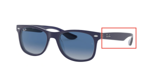 Branches originales Ray-Ban RB9052S Junior JUNIOR NEW WAYFARER, couleur 7023 · Bleu mat sur transparent