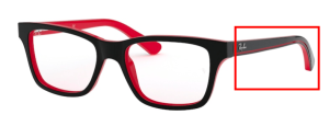 Branches originales Ray-Ban RB1536, couleur 3573 · Noir sur rouge
