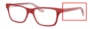 Branches originales Ray-Ban RB1536, couleur 3804 · Rouge sur texture rouge marron