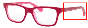 Branches originales Ray-Ban RB1536, couleur 3761 · Bordeaux sur transparent rose