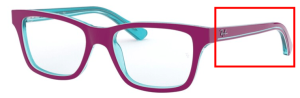Branches originales Ray-Ban RB1536, couleur 3763 · Fucsia sur transparent bleu
