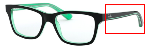 Branches originales Ray-Ban RB1536, couleur 3764 · Noir sur vert transparent