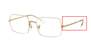 Branches originales Ray-Ban RB1969V Rectangle, couleur 3104 · Blanc sur legend or