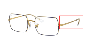 Branches originales Ray-Ban RB1969V Rectangle, couleur 3105 · Bleu sur legend or