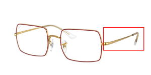 Branches originales Ray-Ban RB1969V Rectangle, couleur 3106 · Rouge sur legend or