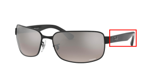 Branches originales Ray-Ban RB3566CH Highstreet, couleur 002 · Noir