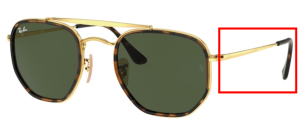 Branches originales Ray-Ban RB3648M The Marshal II, couleur 001 · Arista