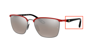Branches originales Ray-Ban RB3673M Ferrari, couleur F045 · Rouge ferrari sur argent